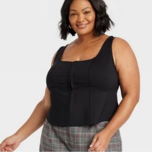 Women's Black Corset Sleeveless Top - Ava & Viv - 3X